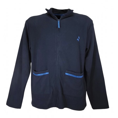  Giacca uomo da camera invernale in pile con cerniera zip Navigare 48/M Blu