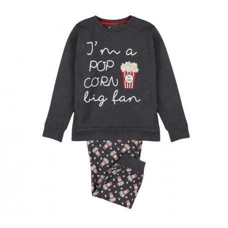 PIGIAMA bambino ragazzo in caldo cotone invernale Admas Pop Corn Diver grigio