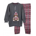 Pigiama bambino bimbo in caldo cotone invernale Irge IK395 Teddy Tartan orsetto