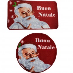 Tappeto con antiscivolo in gomma rettangolare e rotondo Natalizio Babbo Natale