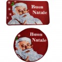 Tappeto con antiscivolo in gomma rettangolare e rotondo Natalizio Babbo Natale