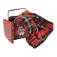 Coperta Plaid in pile Idea Regalo Natale con scatola di latta scozzese tartan