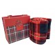 Plaid Coperta in pile Idea Regalo Natale con scatola musicale scozzese tartan