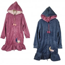 Vestaglia Bambina bimba invernale in pile con cerniera e cappuccio Irge IK368