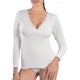 Canottiera donna manica lunga spalla larga con garbo seno Mabrat lana cotone