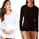 Maglia Donna Manica Lunga girocollo cotone elasticizzato felpato caldo Jadea 41