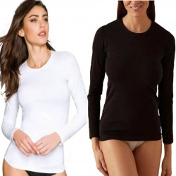 Maglia Donna Manica Lunga girocollo cotone elasticizzato felpato caldo Jadea 41