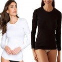 Maglia Donna Manica Lunga girocollo cotone elasticizzato felpato caldo Jadea 4100