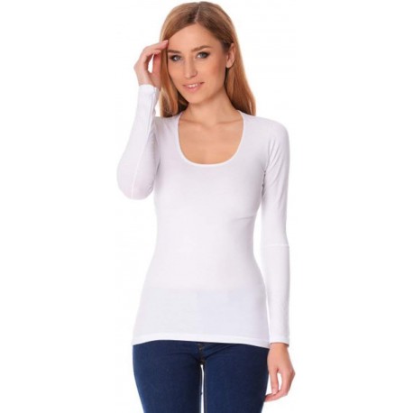  Maglia Donna Manica Lunga girocollo stretto ampio cotone elasticizzato Jadea