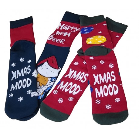  2 paia di calzini uomo corti caldo cotone antiscivolo natalizi Merry Xmas Prisco
