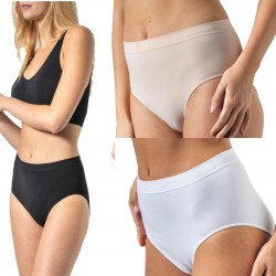 Slip donna vita alta maxi mutanda in microfibra con tassello in cotone Tramonte