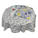 Tovaglia rotonda per tavolo rotondo Vingi in cotone cm 180 fiori limoni vietri
