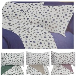 Lenzuola completo matrimoniale maxi in puro cotone Savoltex Made in Italy pois