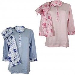 Pigiama donna Lungo in Cotone leggero con mascherina notte coordinata Coconuda