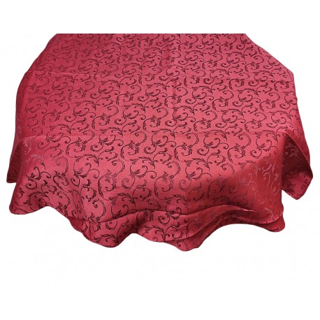 Tovaglia ANTIMACCHIA per tavolo rotondo cm 155 NO STIRO jacquard rosso beige