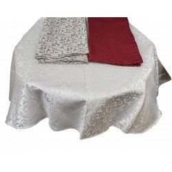 Tovaglia ANTIMACCHIA per tavolo rotondo cm 155 NO STIRO jacquard rosso beige