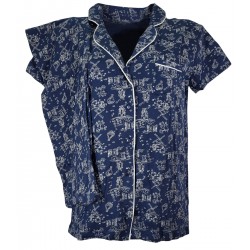  Pigiama donna Aperto con colletto mezza manica pantalone lungo Cotone Coveri