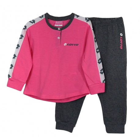 Pigiama lungo in cotone per Bambina Lotto LP8039 rosa