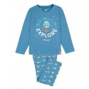 Pigiama lungo bambino ragazzo bimbo cotone estivo Mr Wonderful Pianeti 56685 blu