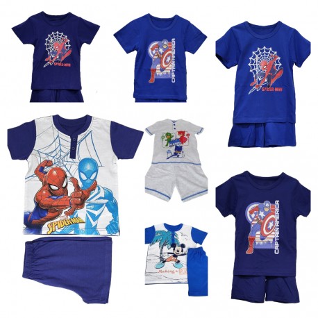Pigiama Bambino manica corta pantaloncino estivo Spiderman Topolino Pjmasks