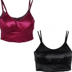  Bralette Top in raso stretch con coppe estraibili Tramonte R.240 rubino