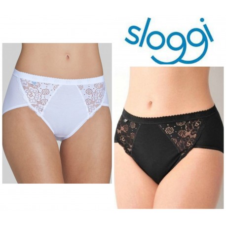  2 slip donna mutanda Sloggi CHIC midi in cotone con ricamo