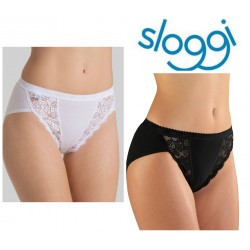 2 slip donna mutanda Sloggi CHIC Tai sgambato in cotone con ricamo