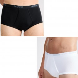 Due Slip uomo mutanda vita alta con apertura laterale SLOGGI BASIC MAXI cotone elastico