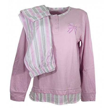 Pigiama tuta donna lungo in cotone leggero estivo primaverile Angel's a righe