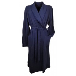 Vestaglia Donna in caldo cotone interlock sciallata con cintura Vilfram 50 blu