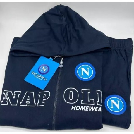 Tuta Uomo Bambino Ragazzo cotone felpato invernale con cerniera SSC NAPOLI