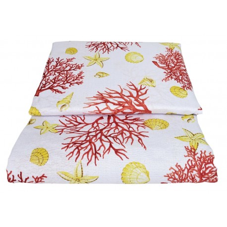 Copriletto singolo matrimoniale cotone piquet Angel's fiori rose corallo