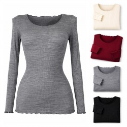 Maglia Intima Donna Tramonte Pura Lana a Costine Manica Lunga
