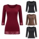 Maglia Manica Lunga Donna Tramonte Leonida Modal Bordi in Pizzo