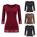 Maglia Manica Lunga Donna Tramonte Leonida Modal Bordi in Pizzo