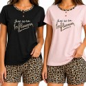 Pigiama Donna Corto Cotone Estivo Mezza Manica Sbadigli Maculato