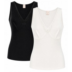 Maglia intima Canottiera donna Lana Cotone Spalla Larga Forma seno Fraly