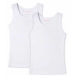 2 Canottiere Bambina Ragazza Spalla Larga Kiccaeciccio 100% Cotone