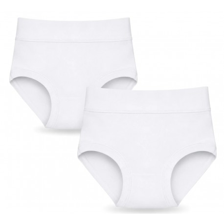 2 Slip Bambina Vita Alta Impose in Cotone Elasticizzato Bianco