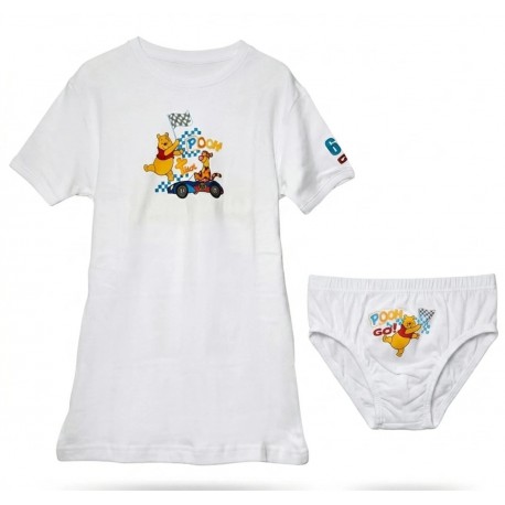 Set Intimo Bimbo Disney Winnie the Pooh Completo T-Shirt e Slip 100% Cotone