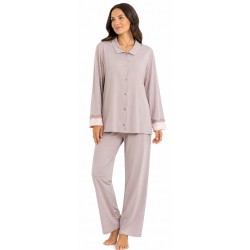 Pigiama Donna Caldo Cotone Linclalor Aperto Avanti Invernale