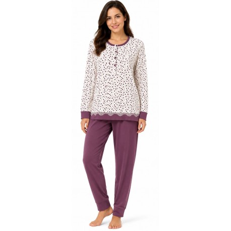 Pigiama Donna Caldo Cotone Invernale Infiore Pois