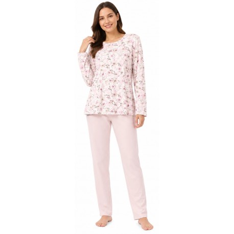 Pigiama Donna Caldo Cotone Invernale Granchio Floreale