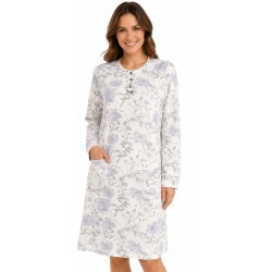 Camicia da Notte Donna Invernale Irge Caldo Cotone Floreale