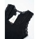 Maglia Canottiera Donna Lana Seta Fraly Costine con Pizzo Spalla Larga Invernale