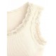 Maglia Canottiera Donna Lana Seta Fraly Costine con Pizzo Spalla Larga Invernale