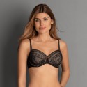 Reggiseno ricamato sfoderato con ferretto Rosa Faia Fleur 5653 Nero