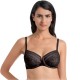 Reggiseno ricamato sfoderato con ferretto Rosa Faia Fleur 5653 Nero