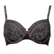 Reggiseno ricamato sfoderato con ferretto Rosa Faia Fleur 5653 Nero