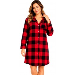 Maxi Abito Camicia da Notte Donna JADEA Flanella Caldo Cotone Scozzese